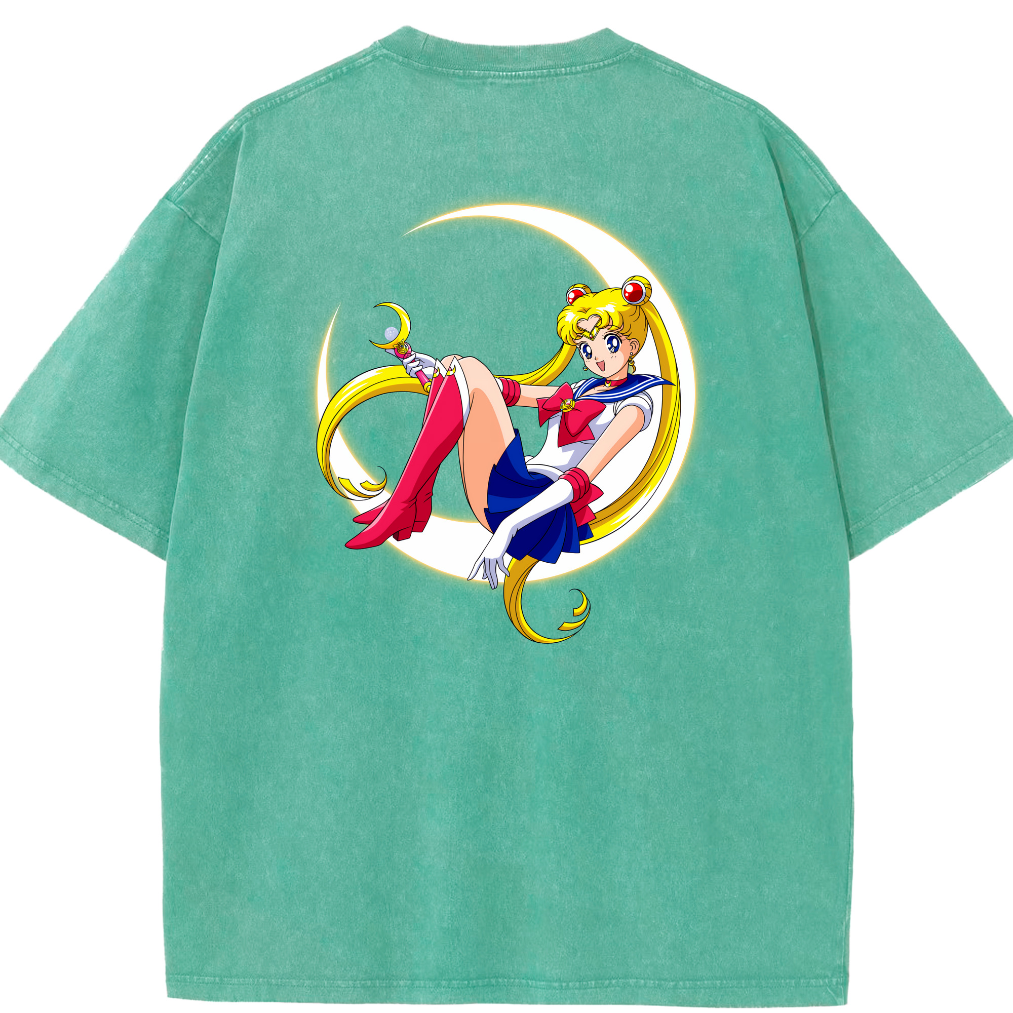（画像用） 美少女戦士セーラームーン 月野 うさぎ つきの うさぎ Sailor Moon Tsukino Usagi 綿100% ヴィンテージ風 半袖Tシャツ（背面プリント）